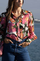 pinks and greens floral shirt long sleeve