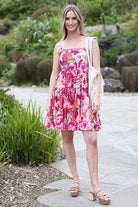 Pink embroidered floral dress