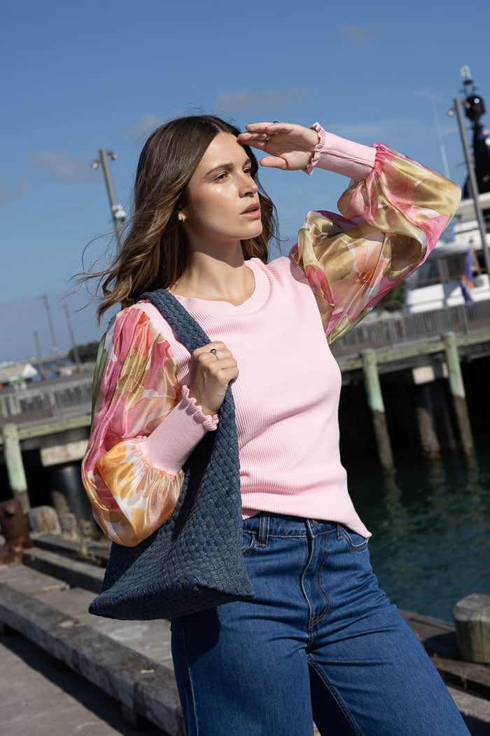 soft pink long sleeve floral top