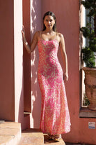 pink floral maxi dress