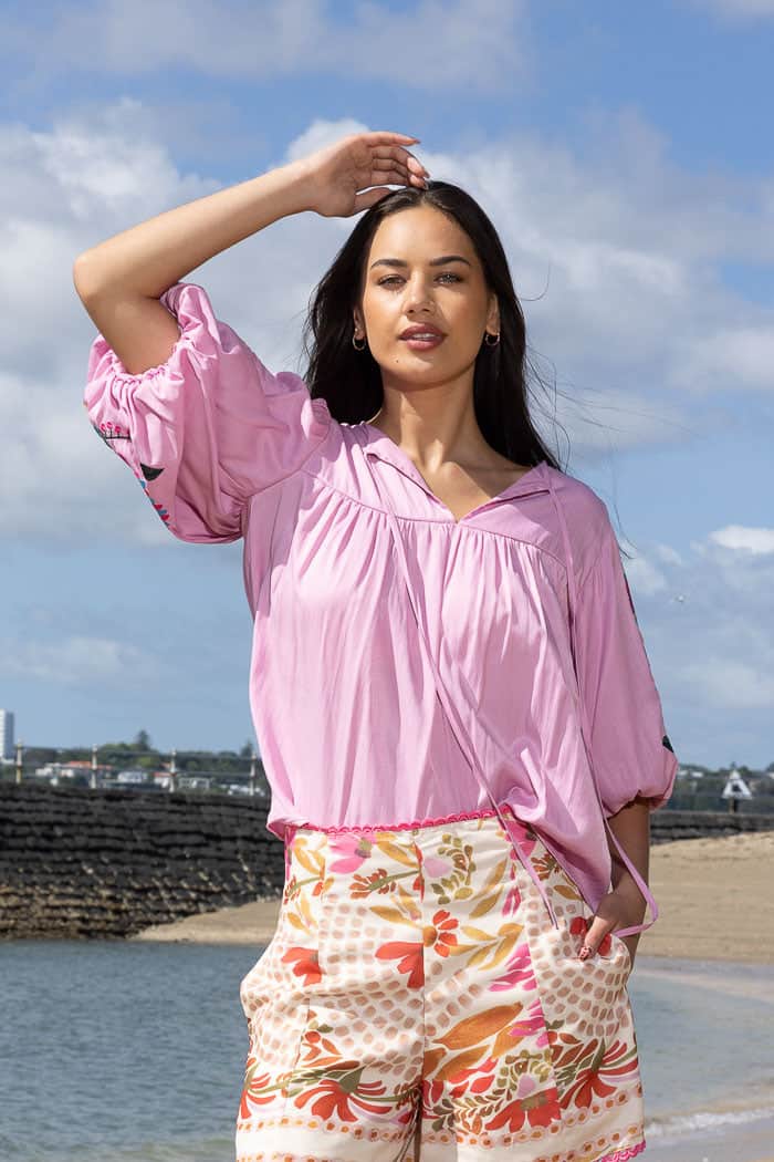 Pink embroidered blouse
