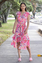 Pink floral midi dress