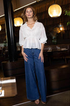 white chiffon dobby dots blouse