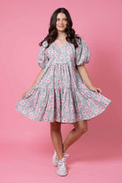 striped floral midi dress