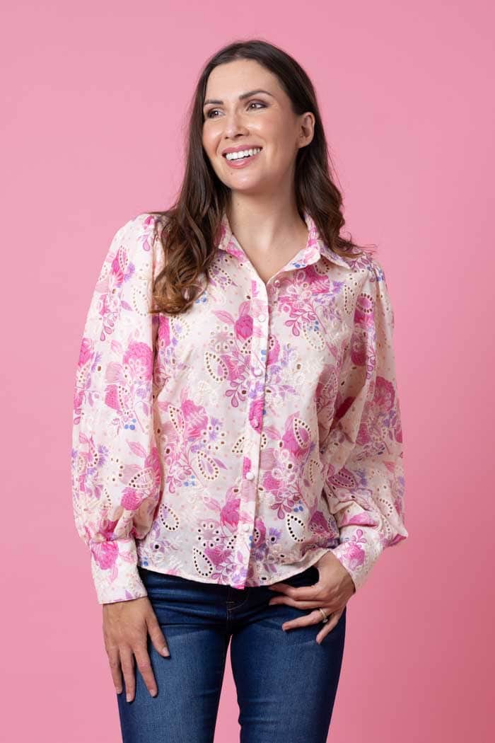 Roselee Embroidered Shirt Cream – Augustine