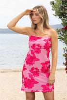 pink floral mini dress