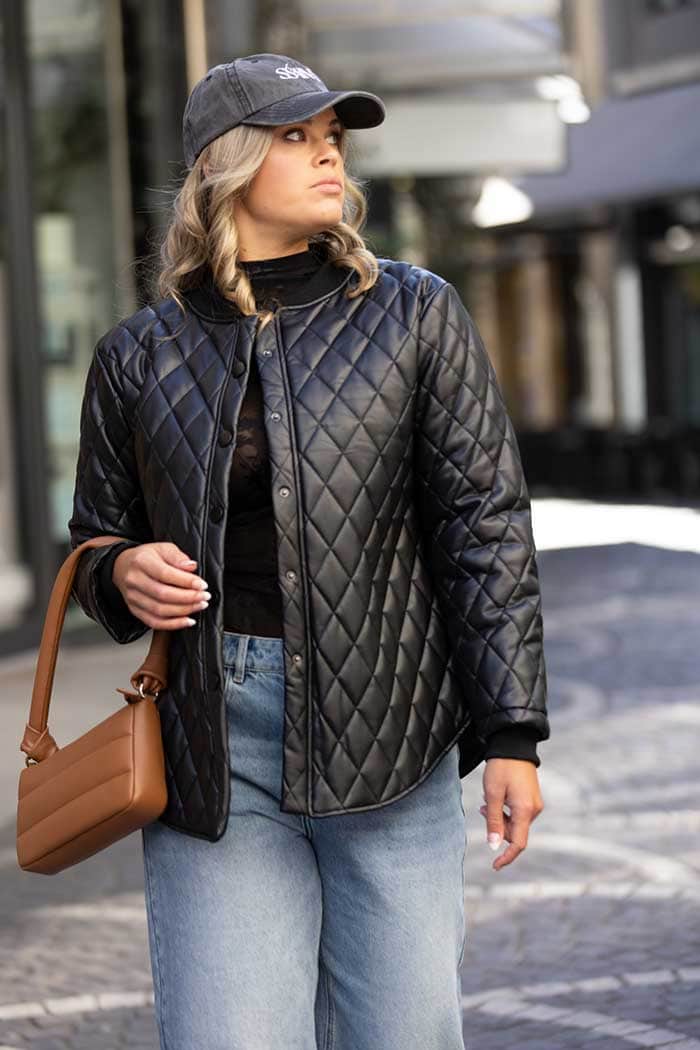 faux leather padded black jacket