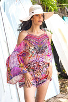 pink abstract print playsuit