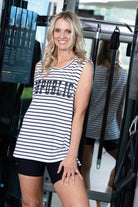 stripe tank with black republic print