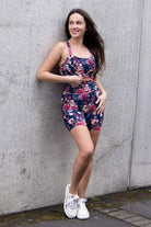 Navy floral bike short