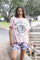 Pink varsity print t-shirt