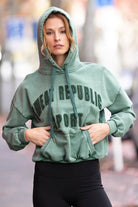 acid wash green activewear hoodie