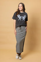 black striped maxi skirt