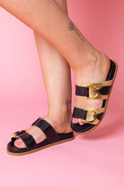 black gold sandals