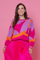 jacquard knit purple sweater