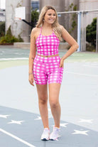 pink biker shorts activewear