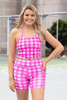 pink crop top activewear