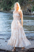 beige floral maxi dress