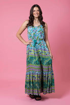 green boho maxi dress