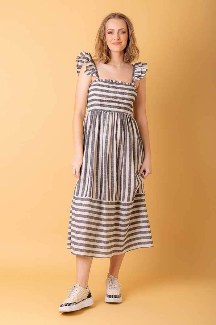 Sofia Midi Dress Stripe – Augustine