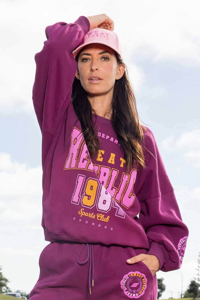 purple sweater activewear