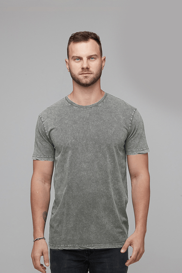 mens acid wash moss green tee