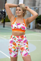 orange floral bra activewear