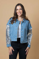 blue denim jacket sequins