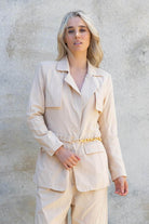 beige linen blazer