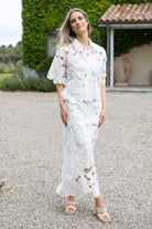 White floral maxi skirt