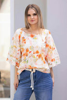 peach linen top