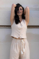 beige linen waistcoat