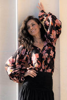 black floral blouse