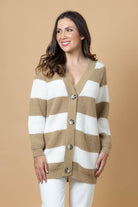 brown striped cardigan
