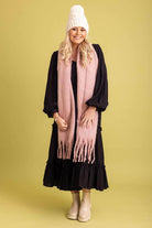 light pink long scarf