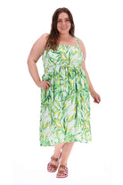 green leaf midi dress plus size