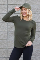 khaki activewear top