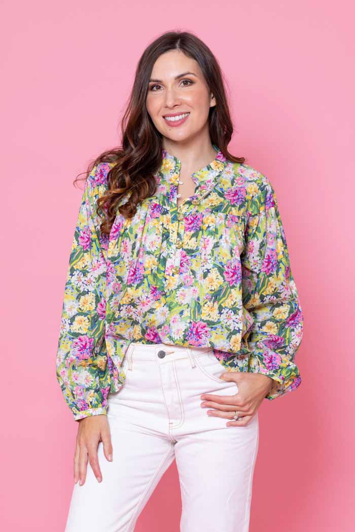 green floral top blouse