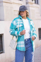 teal tartan shacket jacket plus size