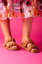 brown plaited sandal