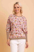 pink floral sleeve top