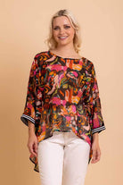 black orange abstract top