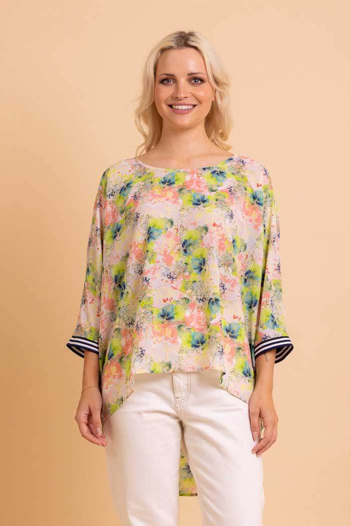 beige floral oversized top