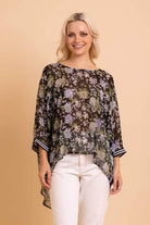 black floral sleeve top