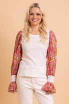 white rib top pink sleeves