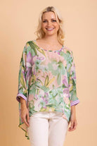 green floral oversized top