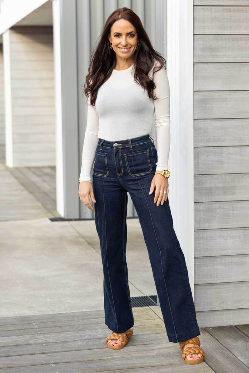 Xena Wide Leg Dark Denim Jean – Augustine