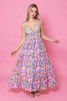 pink floral midi dress