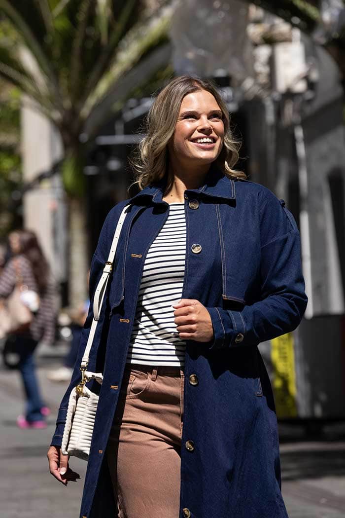 Zelda Dark Blue Denim Trench Coat – Augustine