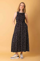 black speckled midi dress